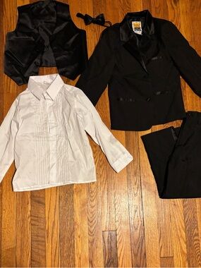 Kids Black & White Formal Matching Set with Bow Tie